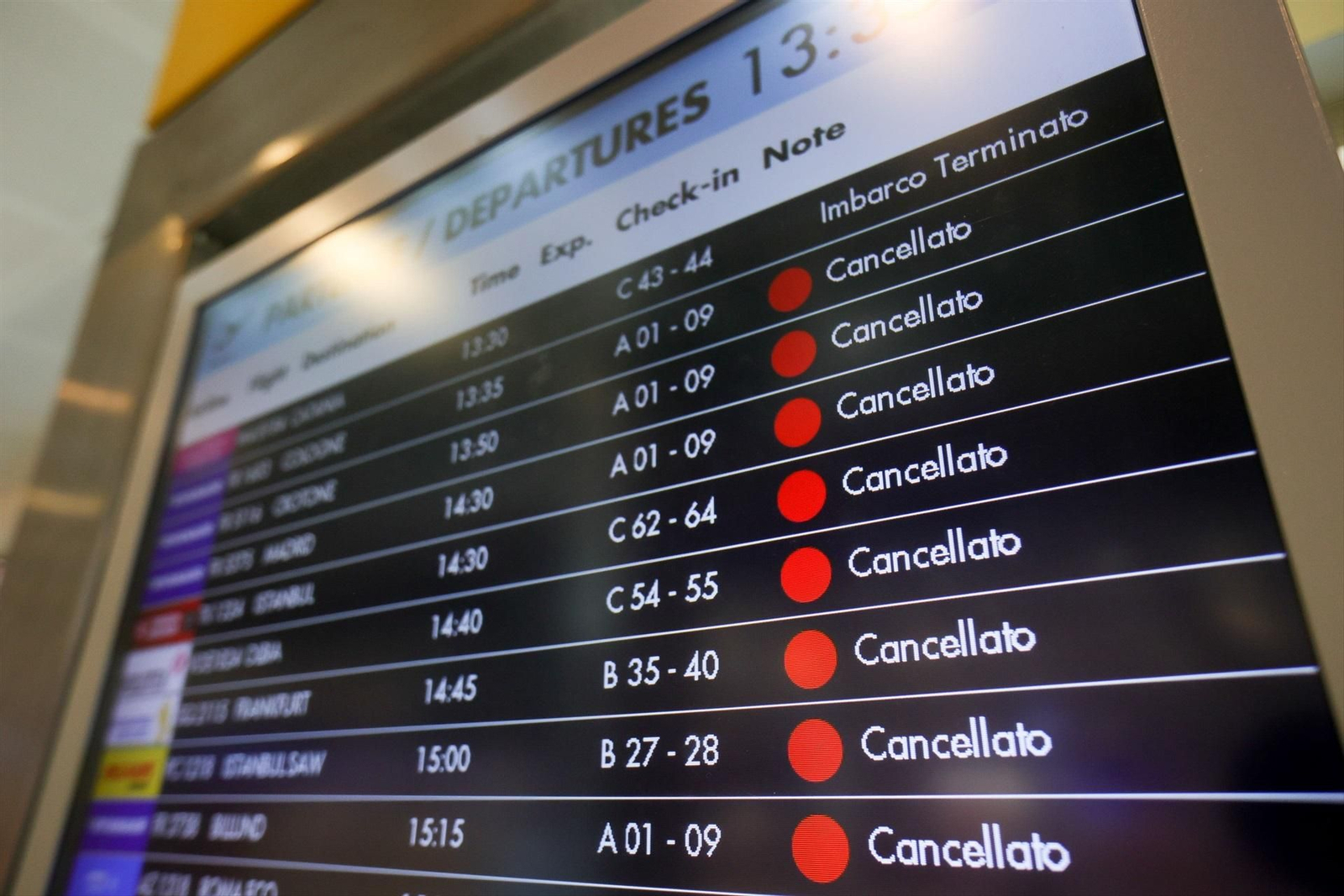 Vuelos cancelados en un aeropuerto italiano