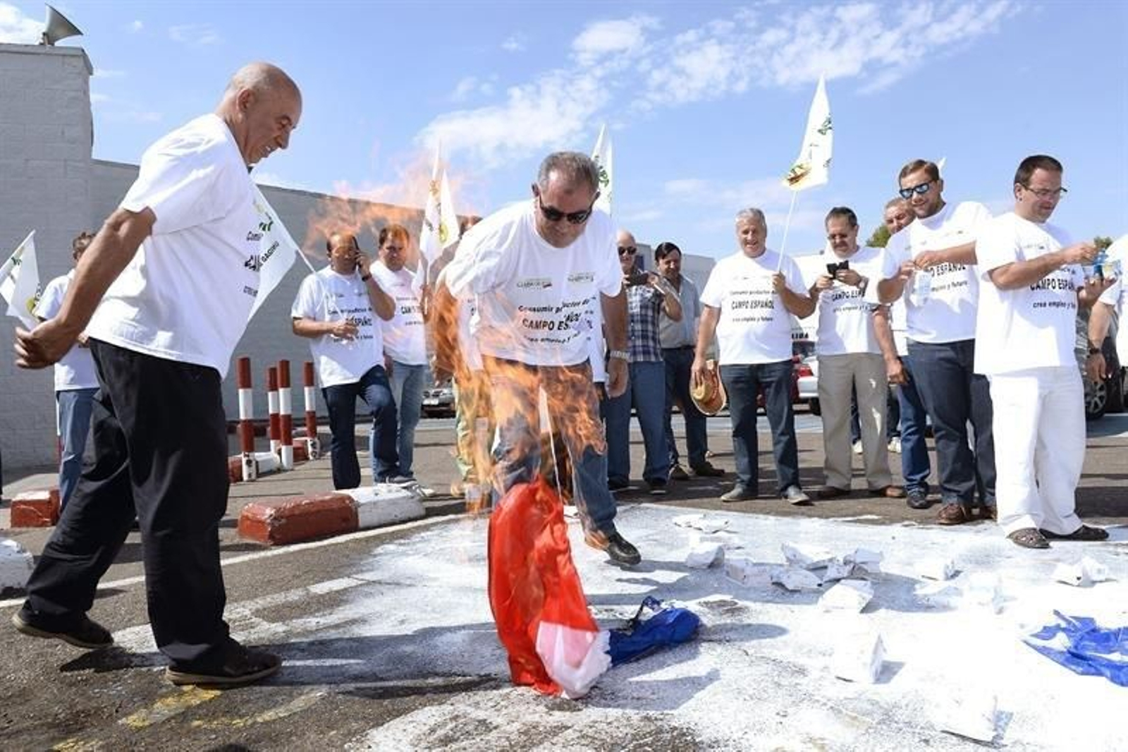 Protestas del sector lácteo en Valladolid.