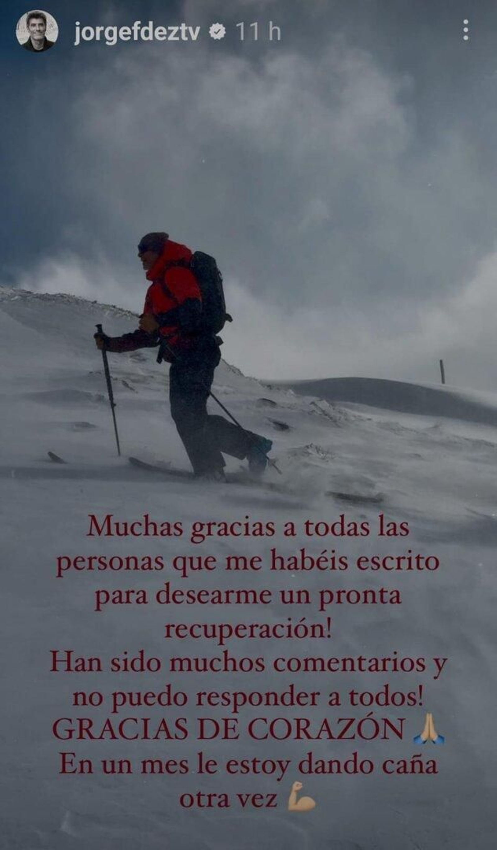 Storie de la cuenta de Instagram de Jorge Fernández.