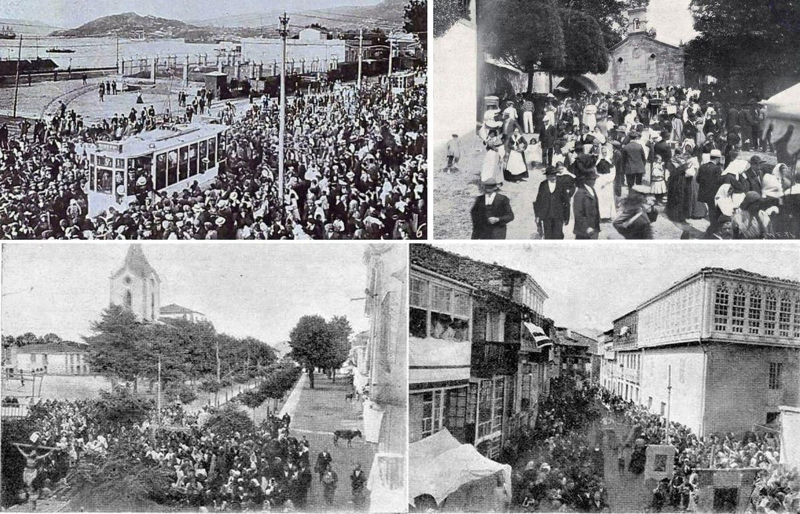 A chegada do tranvía a Vigo, a festa de San Roque e as festas de Trives, publicadas en Vida Gallega polos irmáns Sarabia.