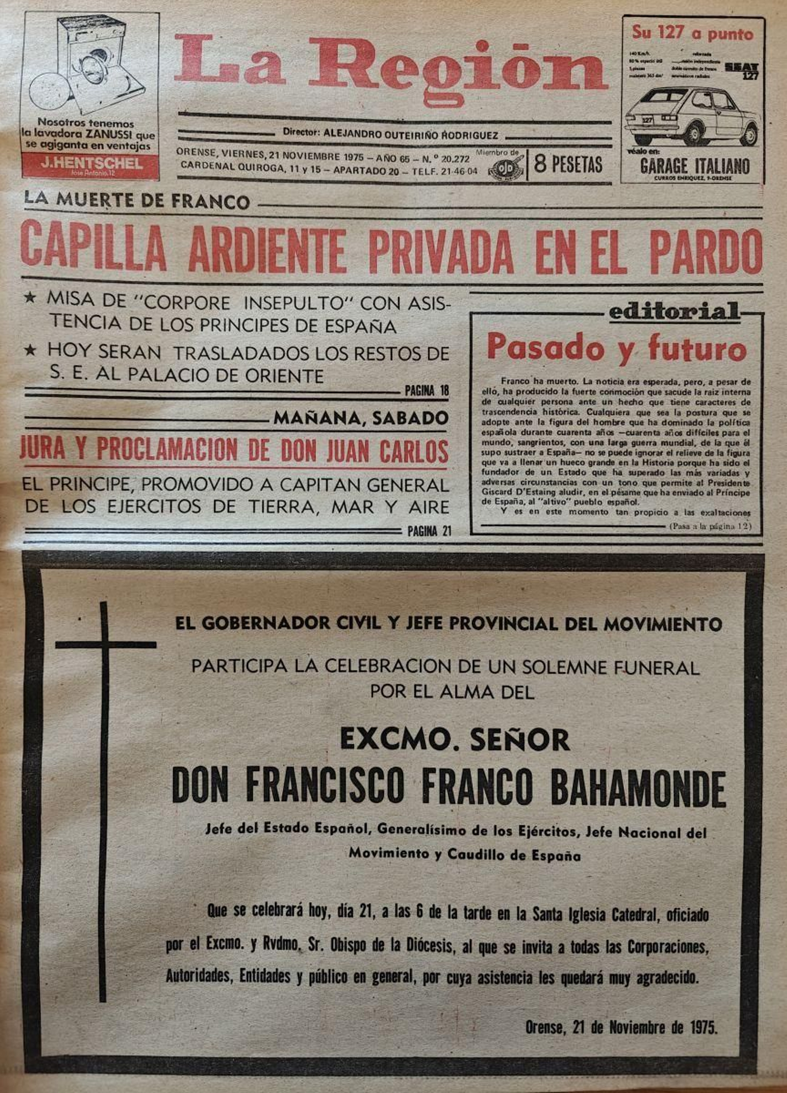 La portada de La Región de 1975