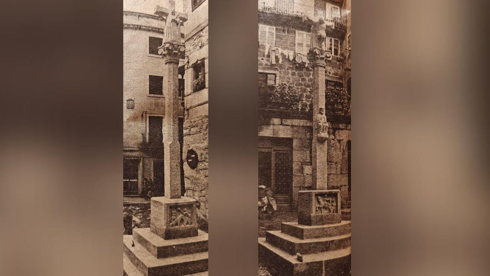 Dos imágenes del nuevo “cruceiro” en la plazuela.