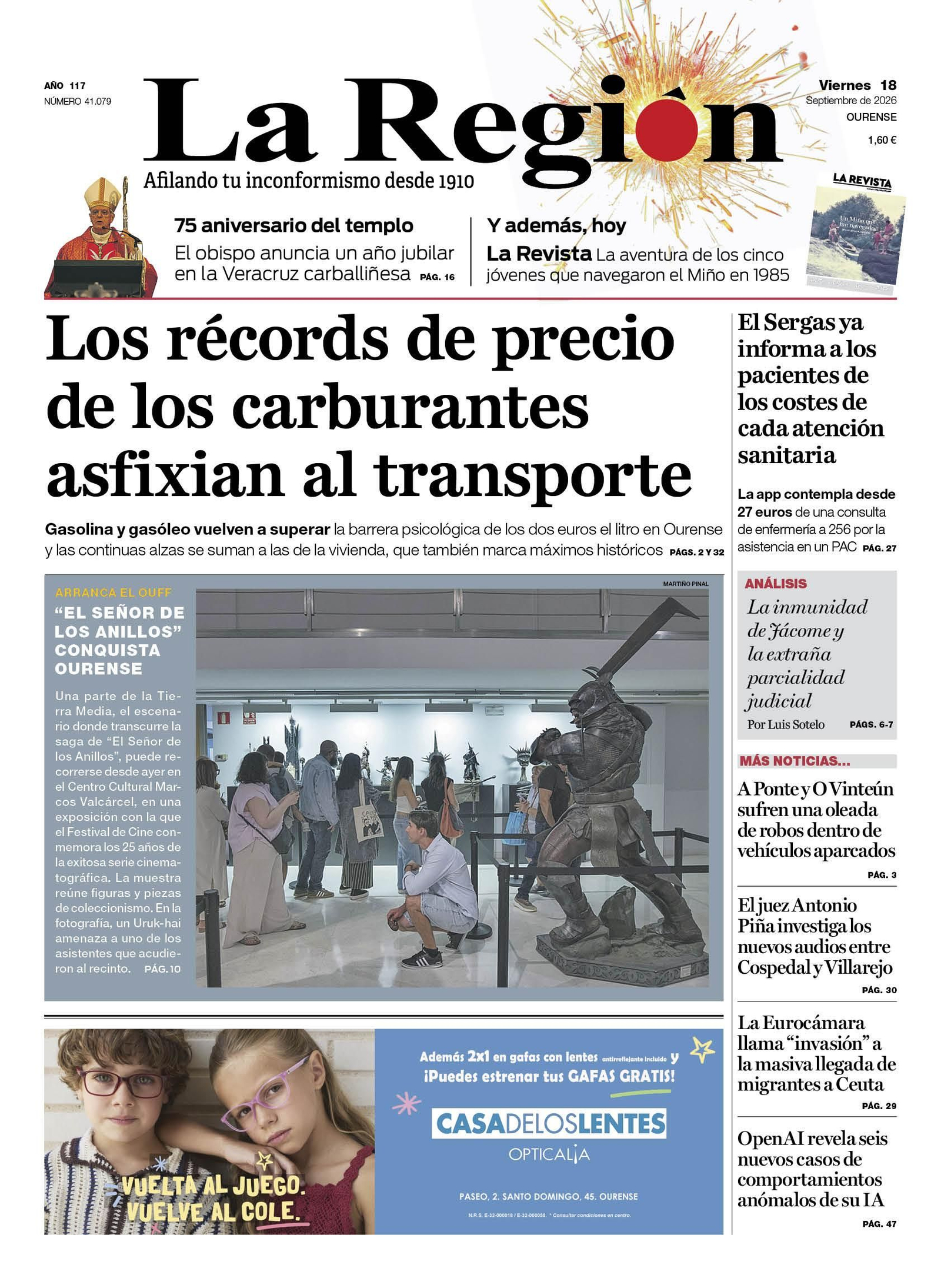 Los titulares de La Región de este viernes, 18 de septiembre