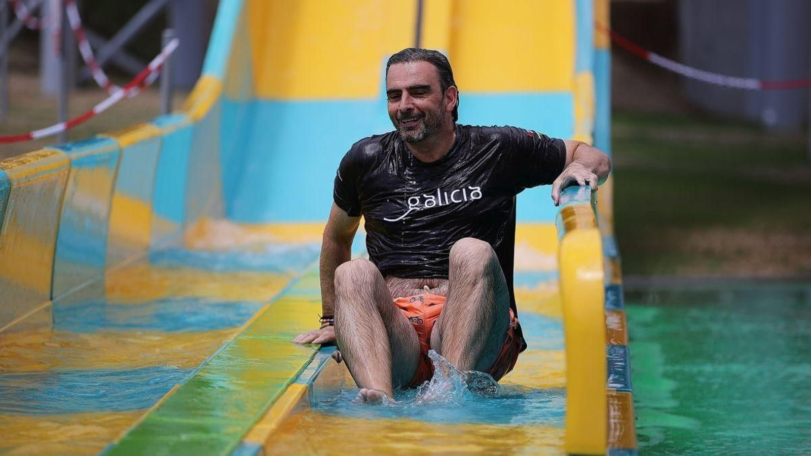 Diego Calvo en el parque acuático de Monterrei