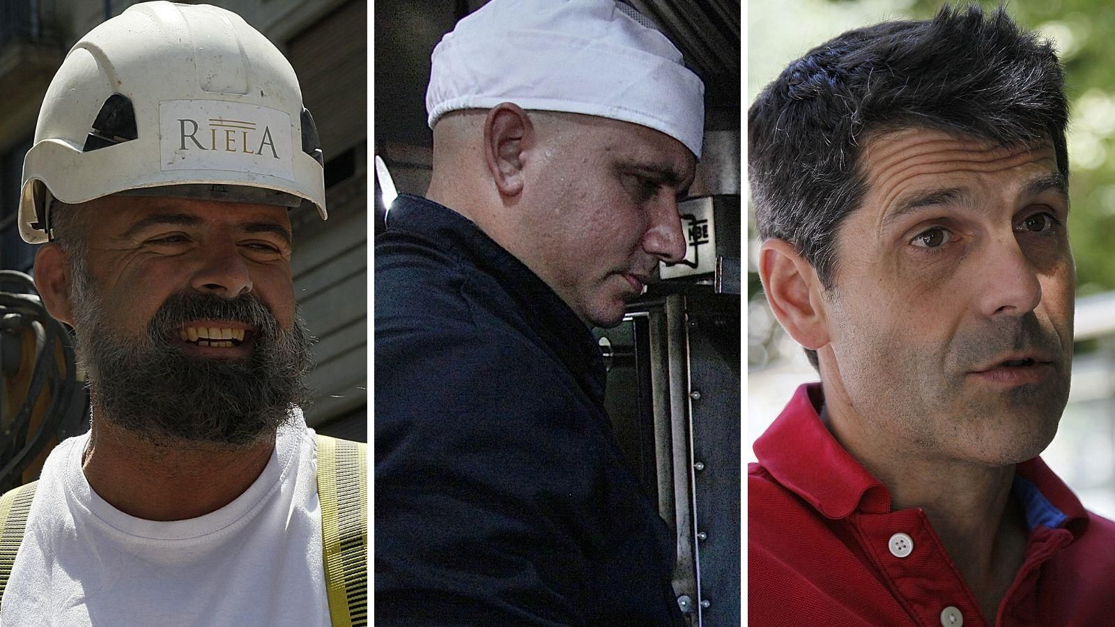 Diego Currás, obrero; Eddie, cocinero; y Francisco Javier Álvarez, taxista en Ourense.