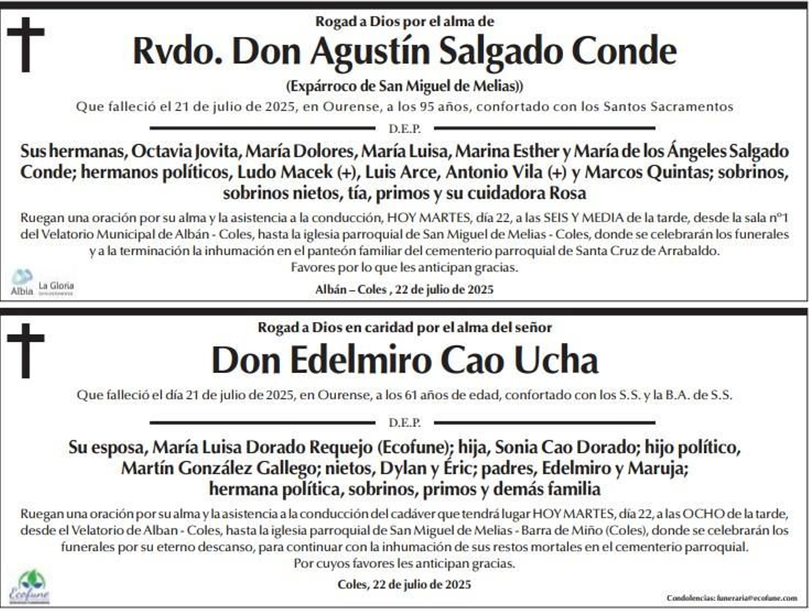 Las despedidas de este martes