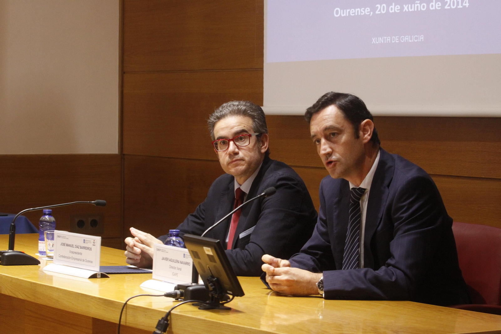 20.06.14.OURENSE.CEO.PRES.LINEAS.IGAPE.MESA.JOSEMANUEL.DIZ.BARREIRA(VICEPRESI.CEO)JAVIER.AGUILERA.NAVARRO(DIRE.XERAL.IGAPE)