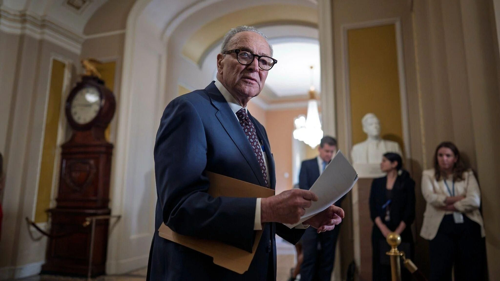 El líder de los demócratas en el Senado de EEUU, Chuck Schumer, este martes.