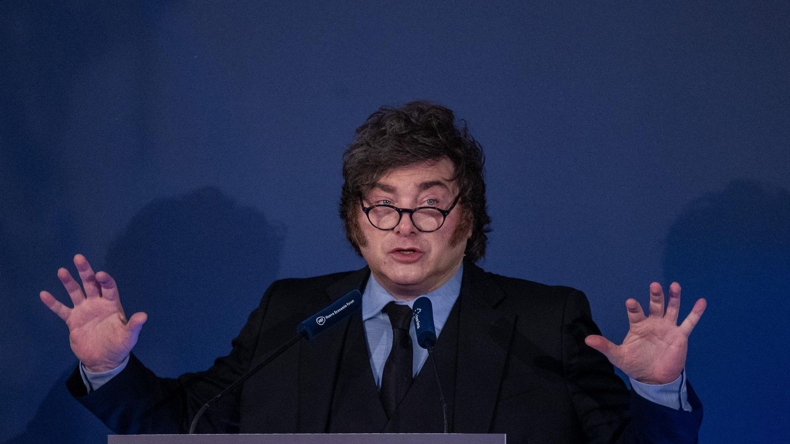 El presidente de Argentina, Javier Milei, participa en un desayuno organizado por Nueva Economía Fórum