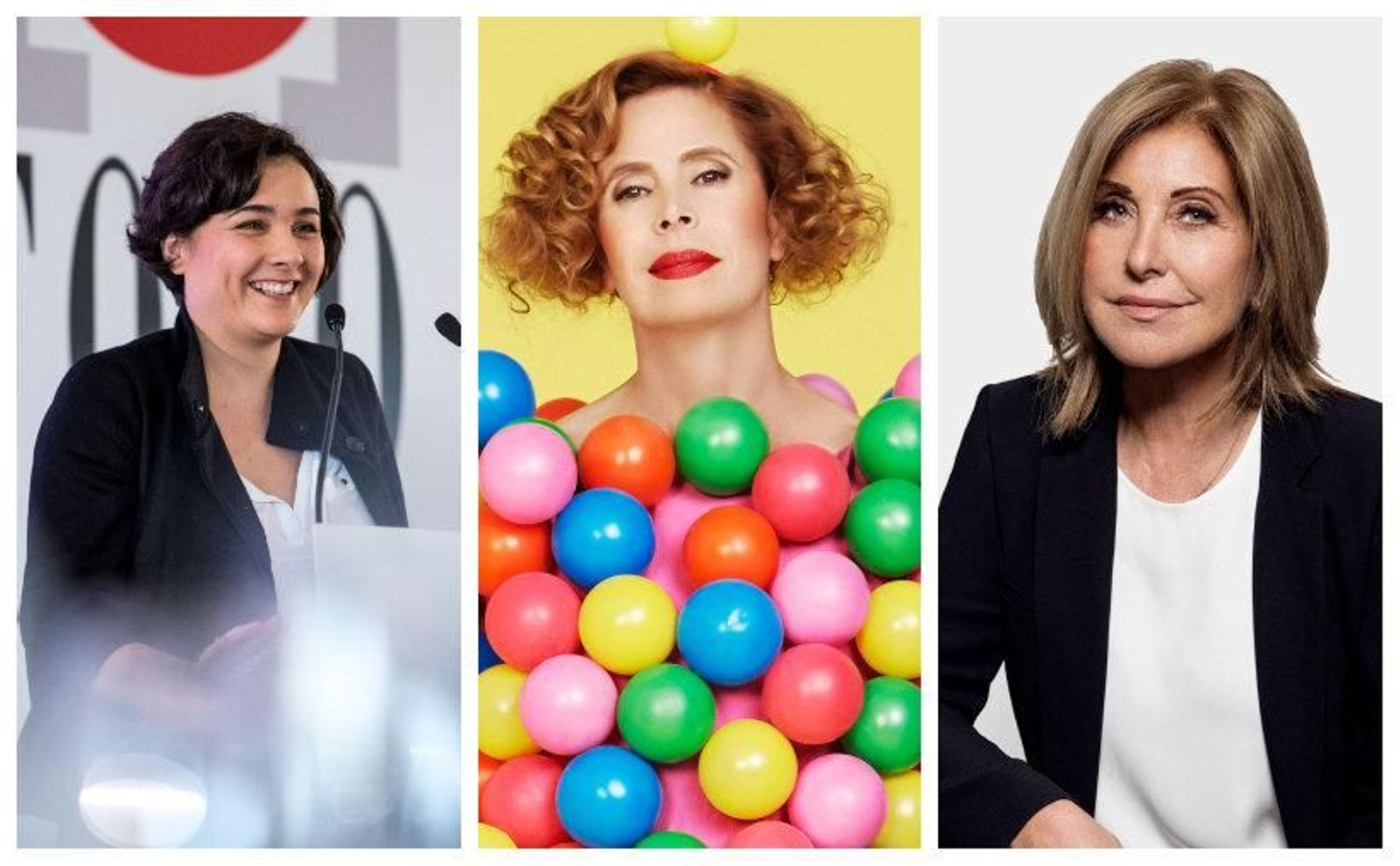 Adriana Domínguez, Ágatha Ruiz de la Prada y Purificación García.