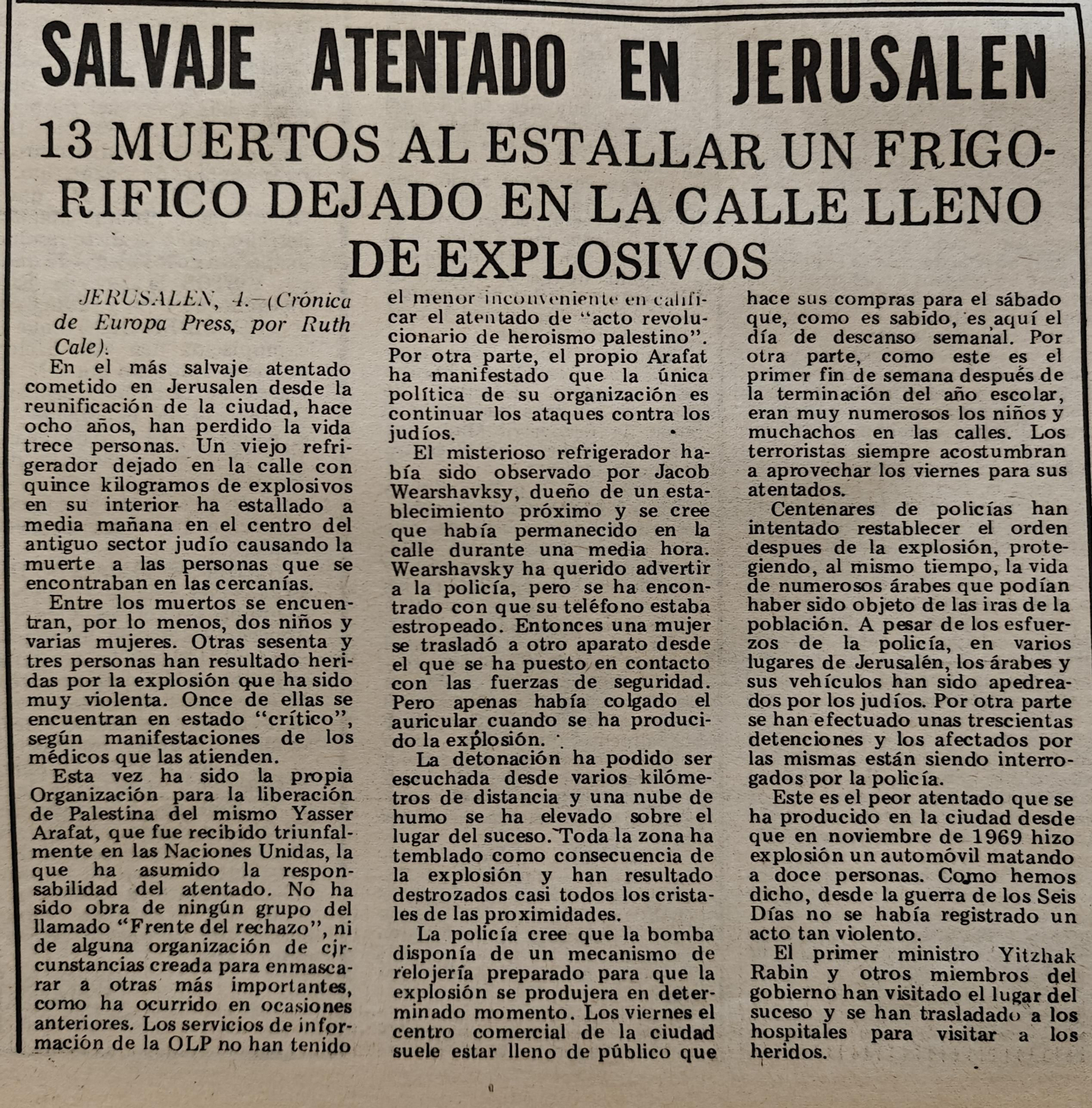 Imagen escaneada de un artículo de La Región de 1975