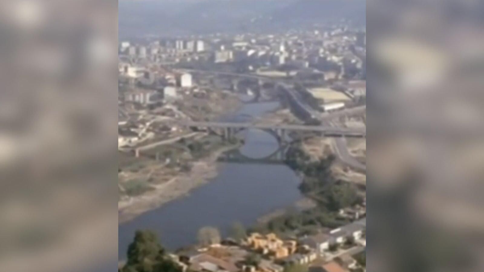 Ourense, en 1989, a vista de pájaro.