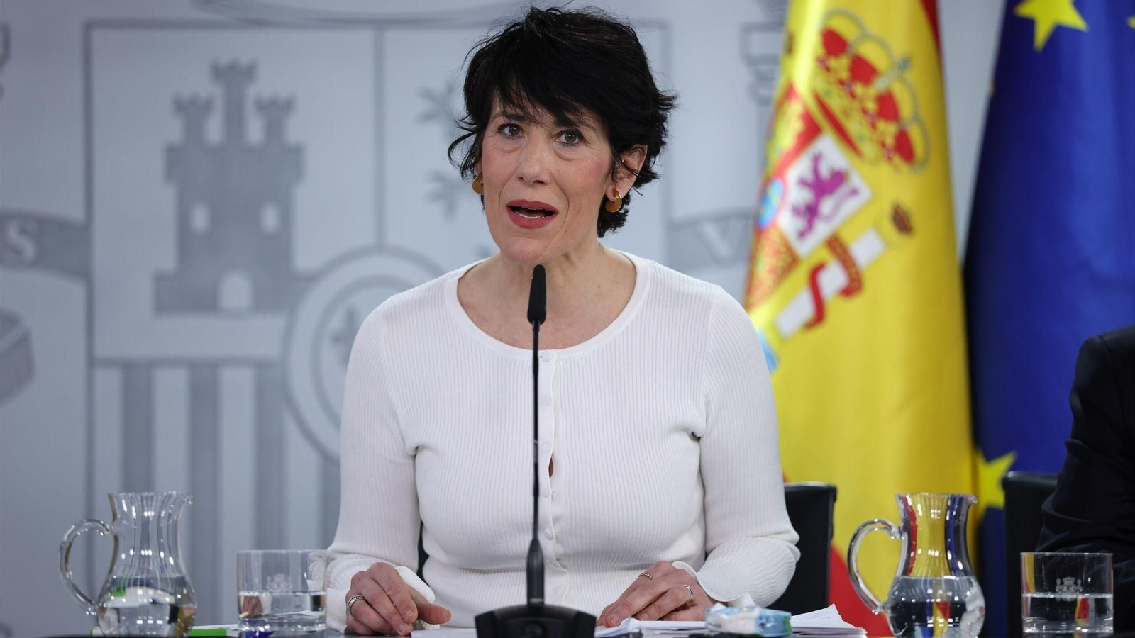 La portavoz del Gobierno, Elma Saiz, durante la rueda de prensa posterior al Consejo de Ministros.