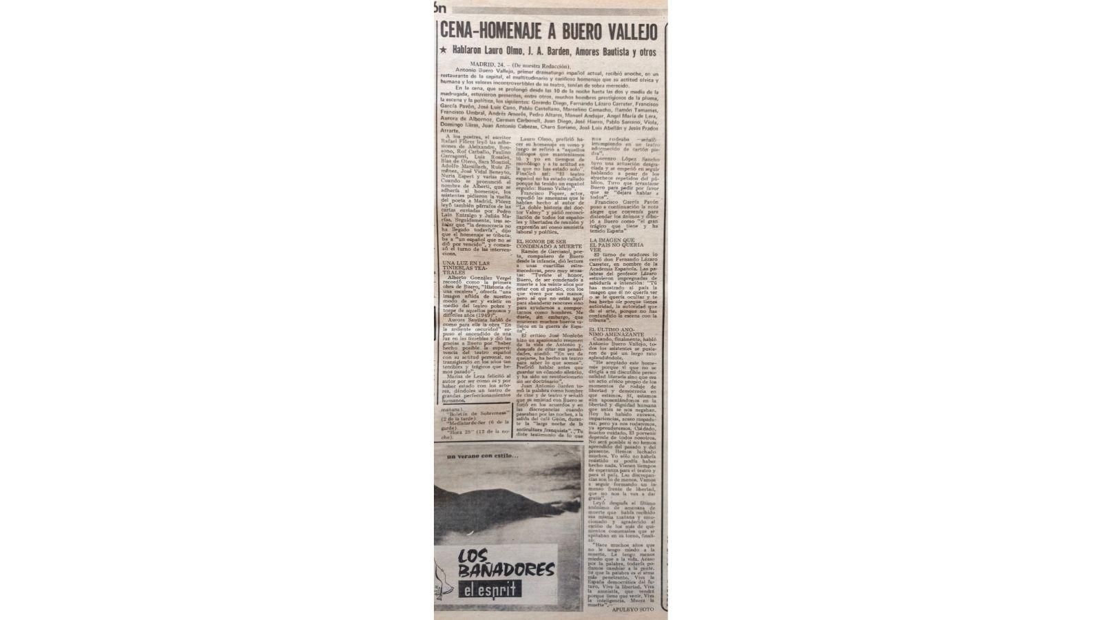 Noticias escaneadas del 29 de junio de 1976 del periódico La Región.