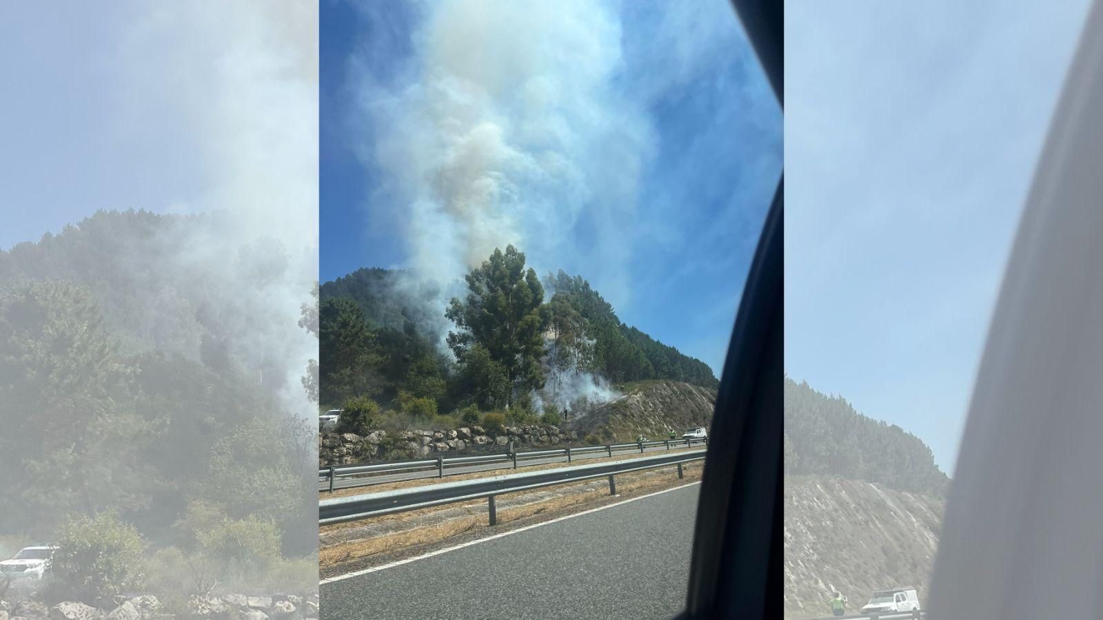 El incendio forestal declarado este viernes en la parroquia de A Barca de Barbantes, en el concello de Cenlle.