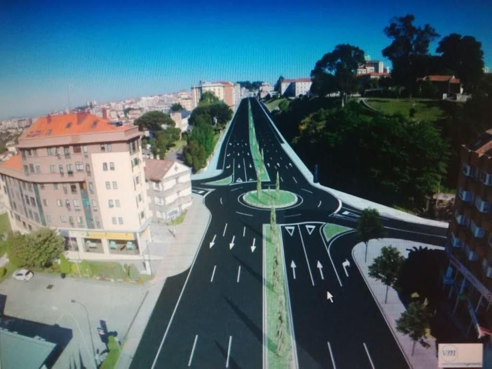 La avenida de Madrid con rotonda y sin la valla central.