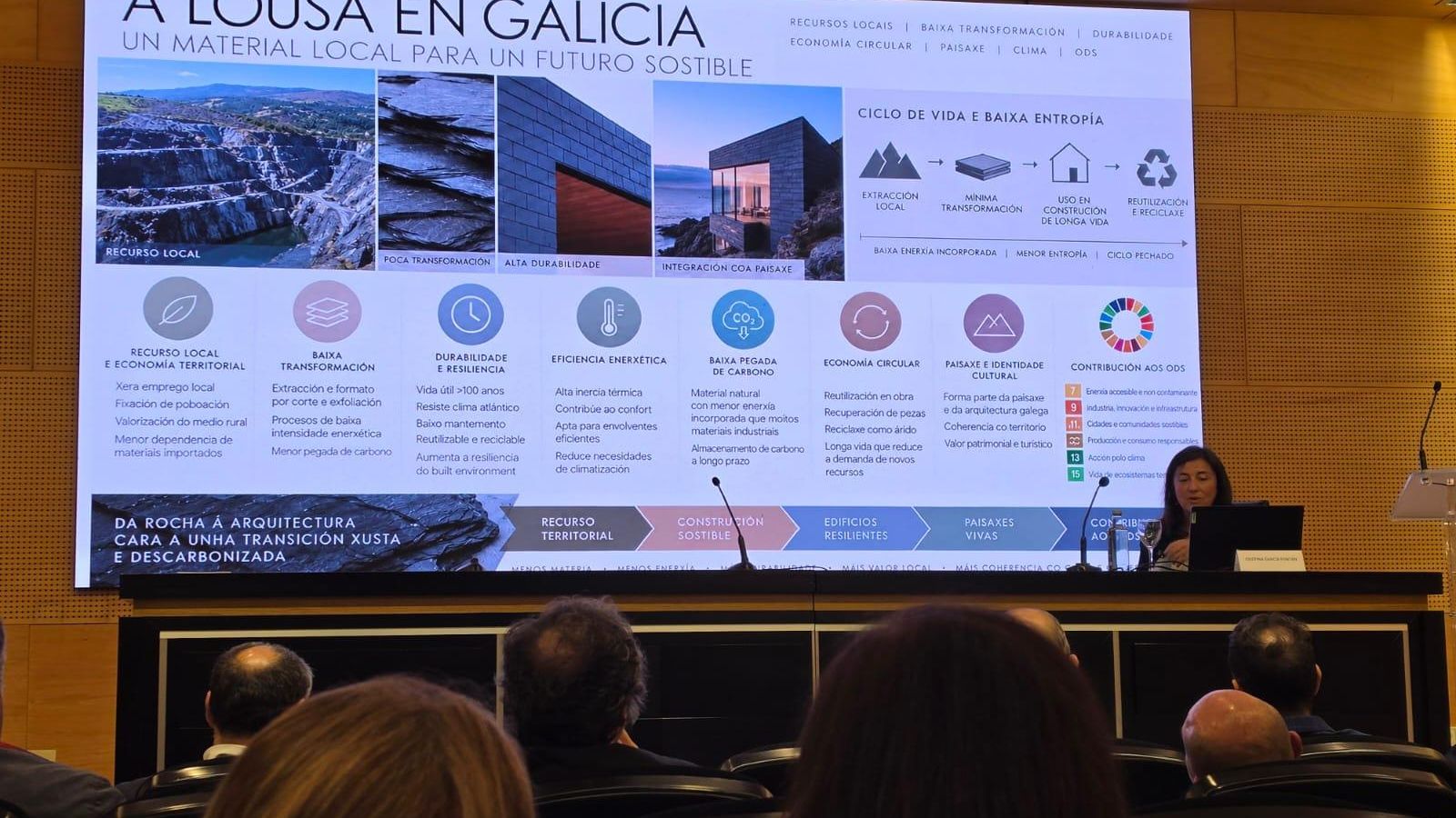 la intervención de Cristina García Fontán, arquitecta, profesora de la Escuela Técnica Superior de Arquitectura de la Universidad de A Coruña y vocal de la Agrupación Gallega de Arquitectos Urbanistas (AGAU)