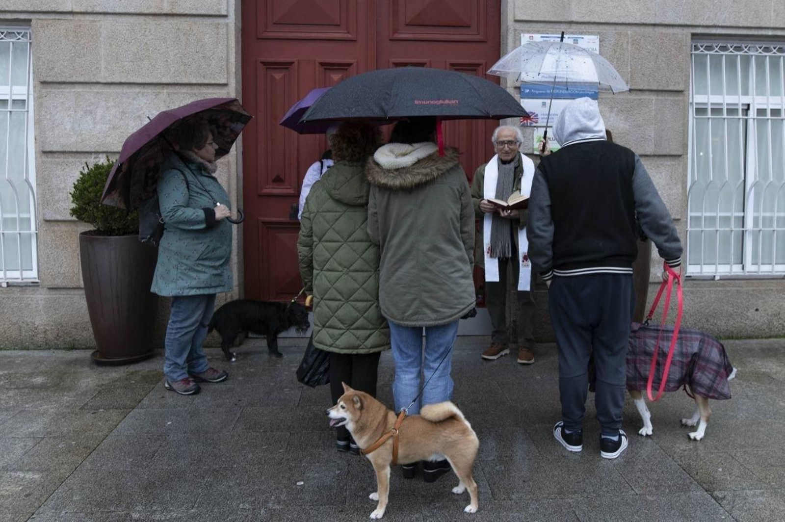 Bendición de mascotas, ayer frente a Salesianos.