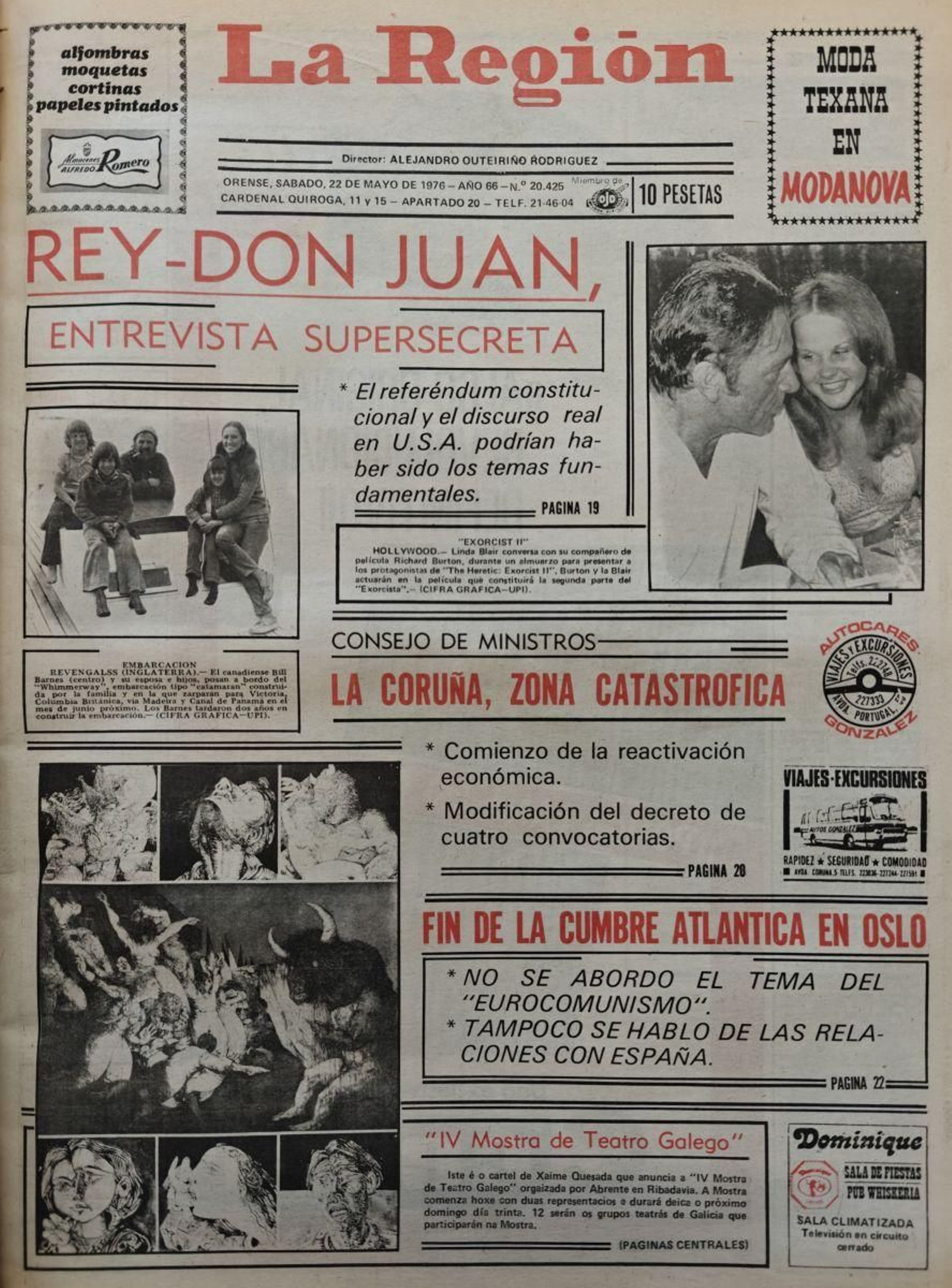 Titulares de La Región del 22 de mayo de 1976