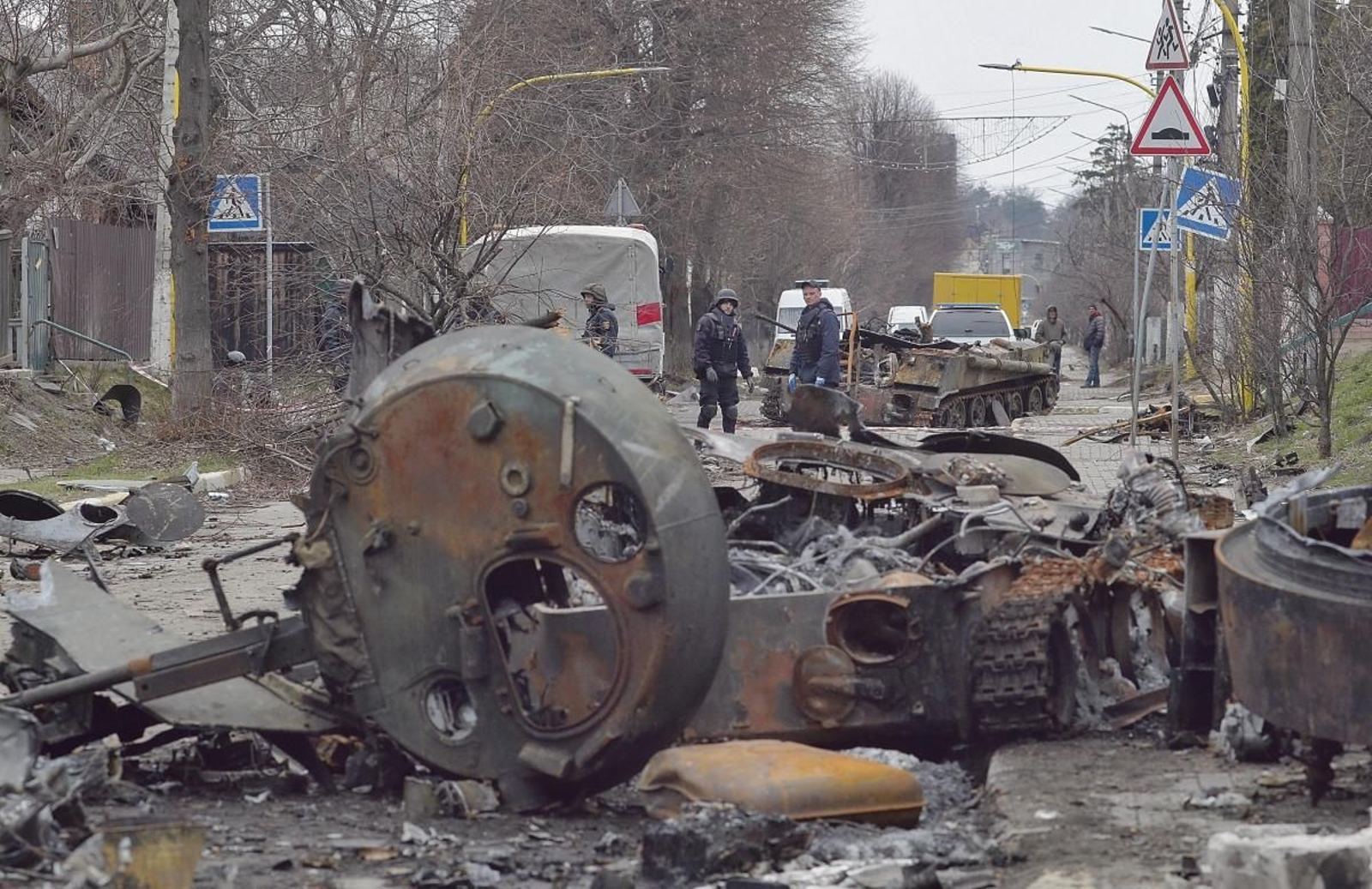 Una calle de Bucha tras el ataque de las tropas rusas.