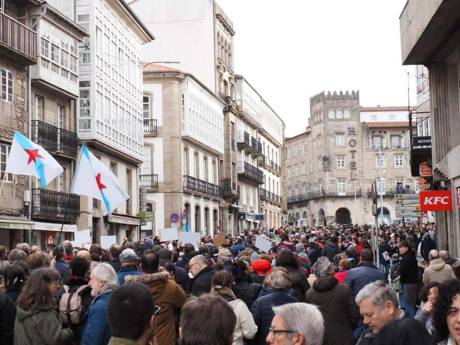 La manifestación que ha tenido lugar esta mañana en Santiago de Compostela.