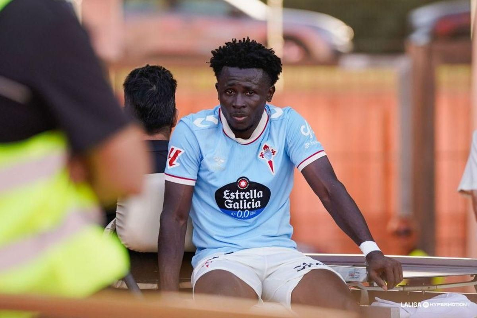 Bernard Somuah, el pasado domingo tras ser sustituido en Almería.