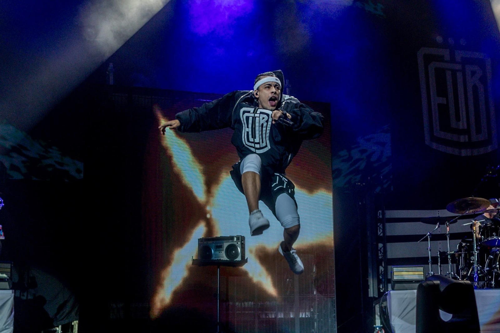 El cantante argentino Trueno, durante un concierto en Madrid.