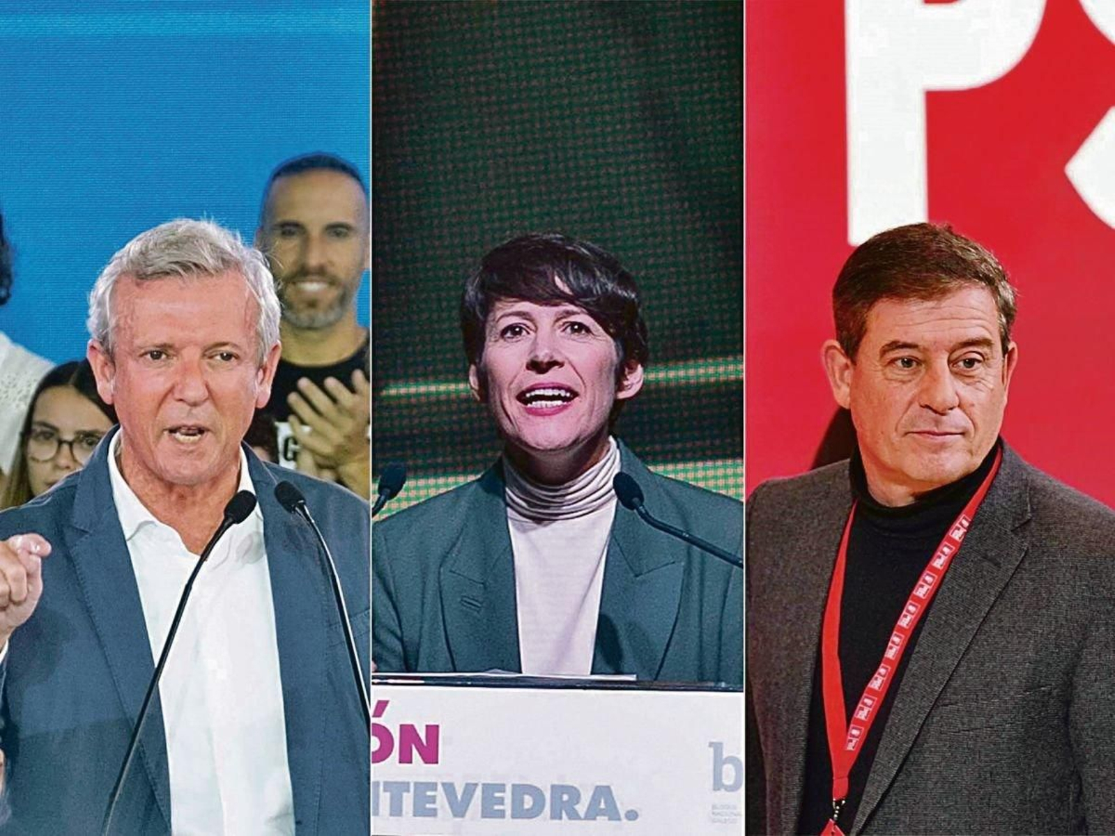 Los candidatos de los tres partidos con representación.
