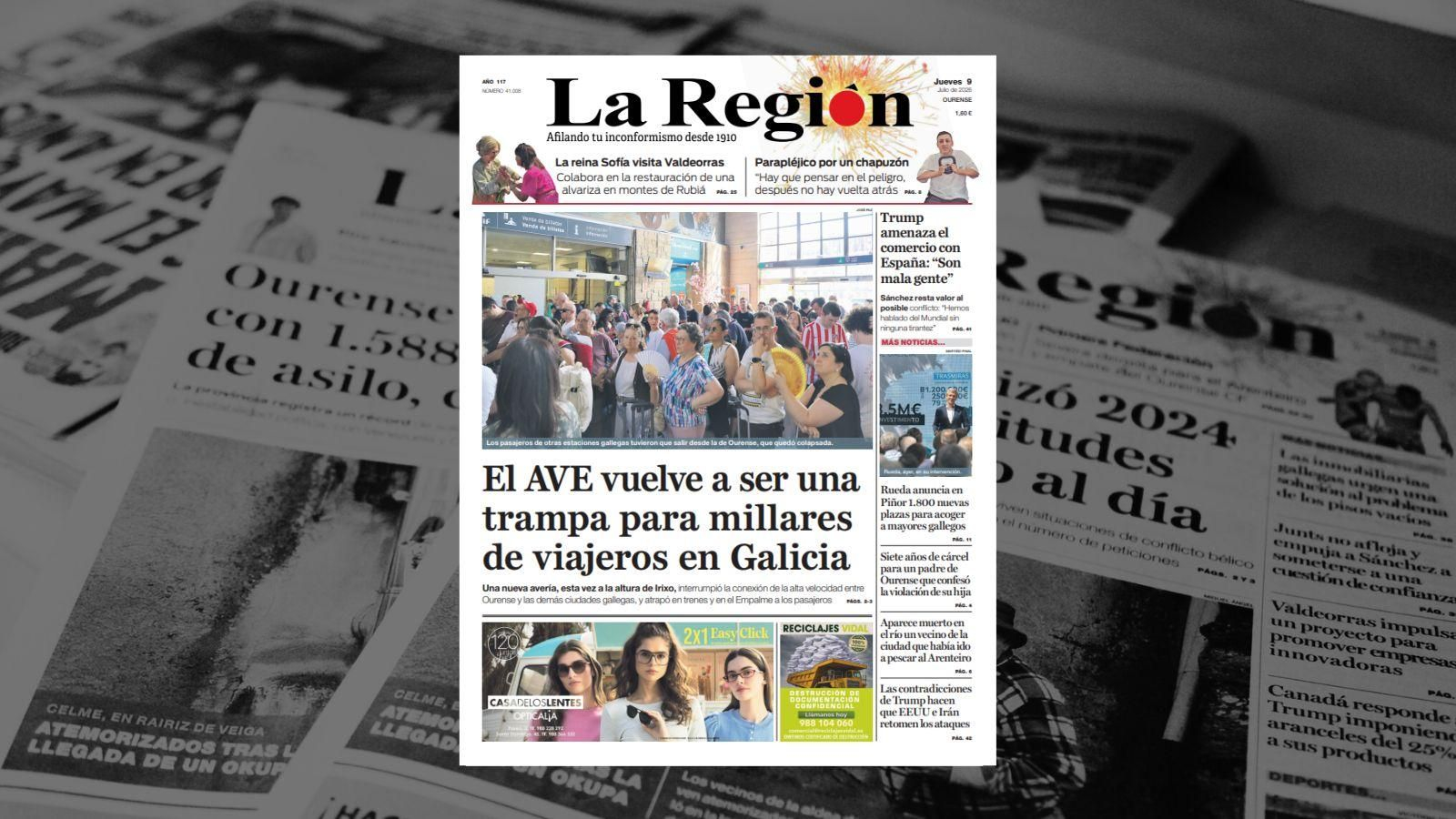 La portada de La Región de este jueves, 9 de julio.