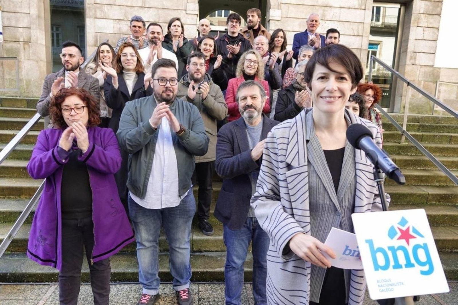 Ana Pontón, ayer ante el Marco con la candidatura del BNG.
