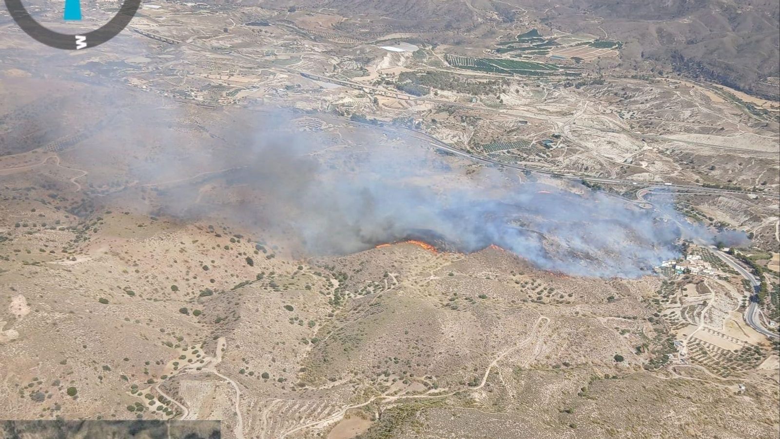 Incendio forestal en el término municipal de Los Gallardos (Almería).