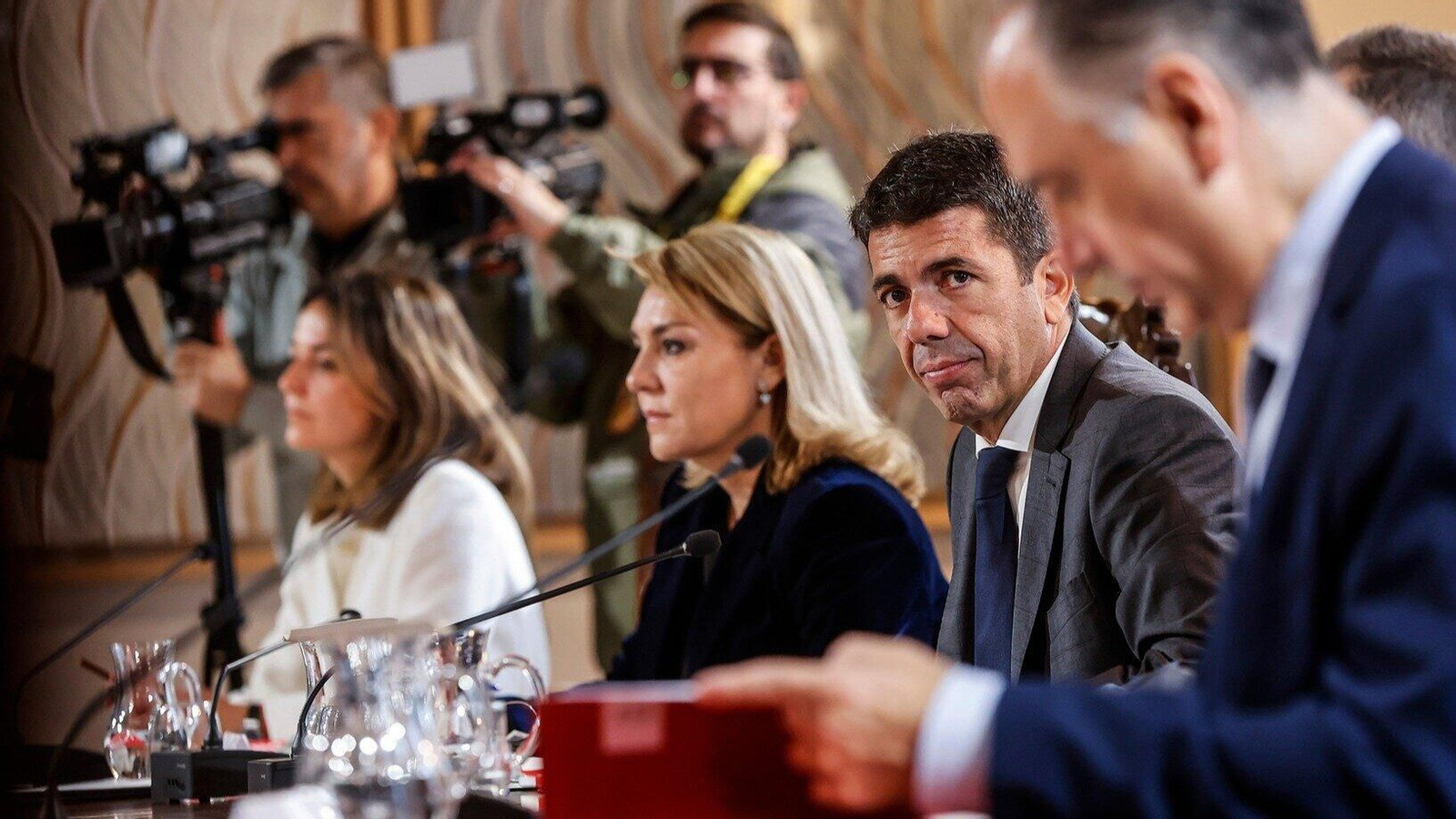 El presidente de la Generalitat valenciana, Carlos Mazón, durante la reunión del Consell de Valencia. (Foto: Europa Press)