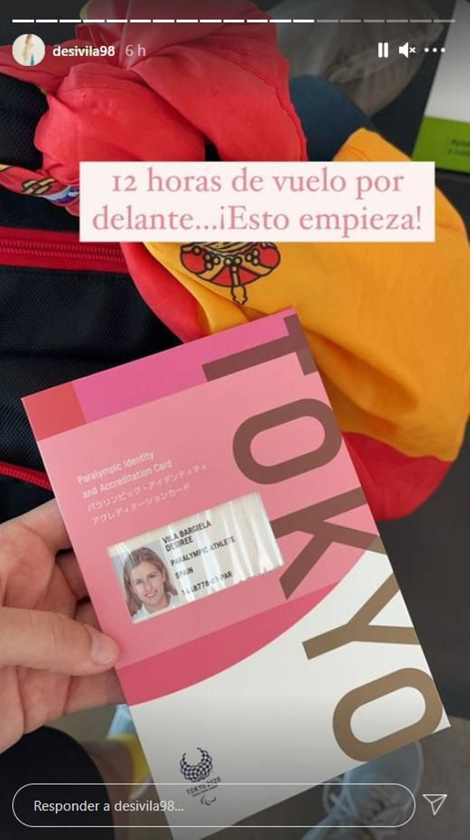 Desirée Vila enseña su acreditación olímpica en Instagram. // @desivila98