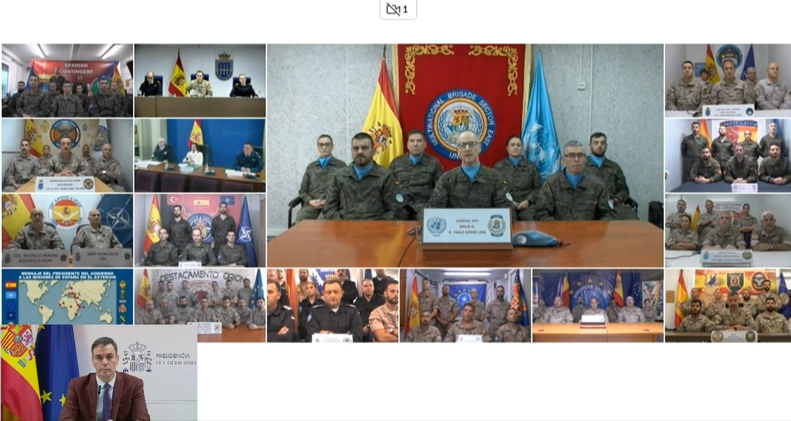 El presidente del Gobierno, Pedro Sánchez, ha compartido, un año más, un encuentro virtual con las tropas españolas desplegadas en el exterior. (EP)