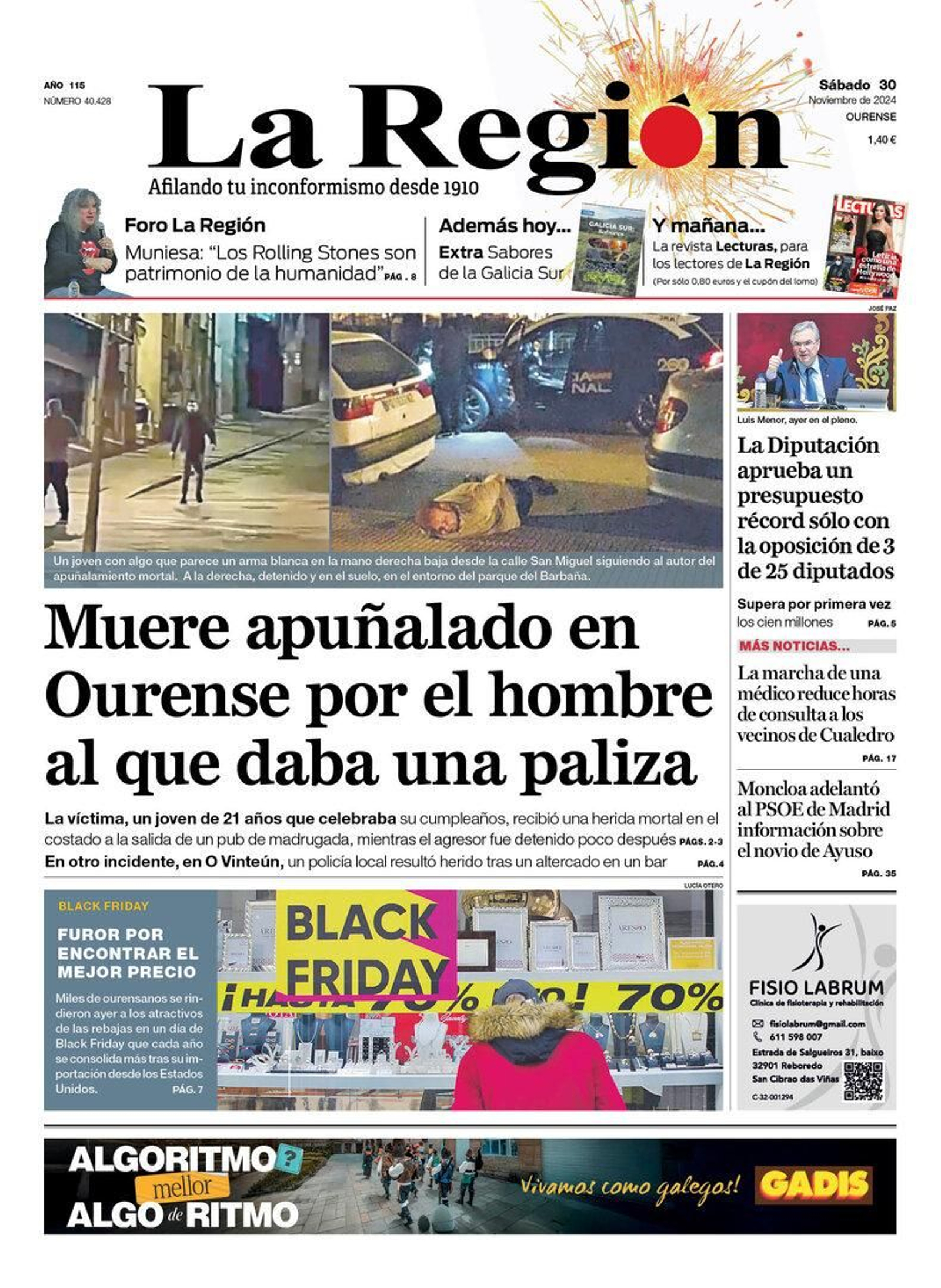 La portada de La Región.