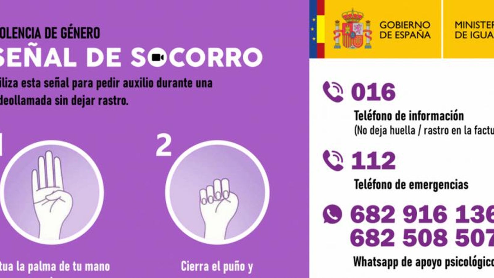 Gesto de socorro contra la violencia machista. (Ministerio del Interior)