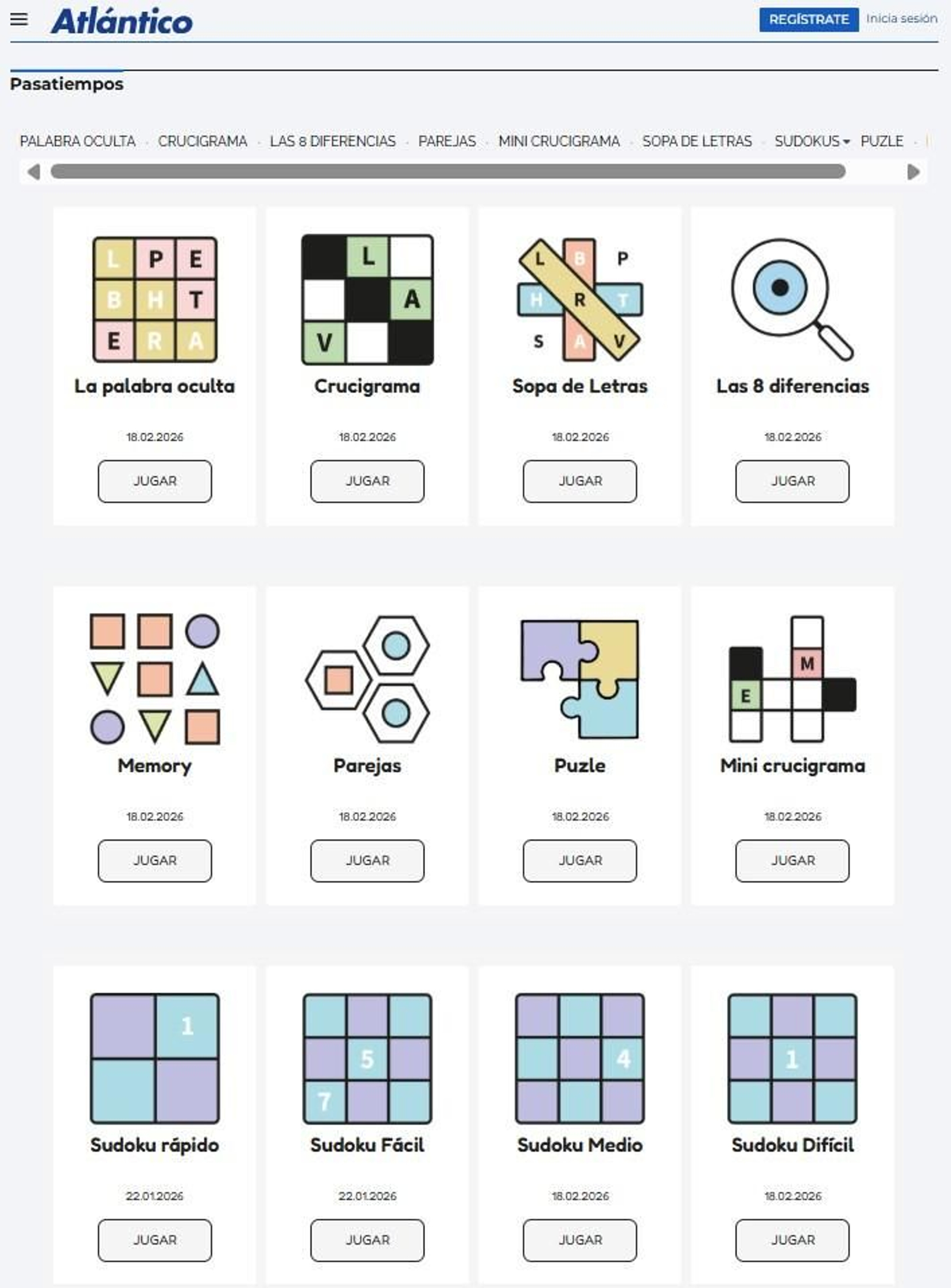Pasatiempos con Atlántico