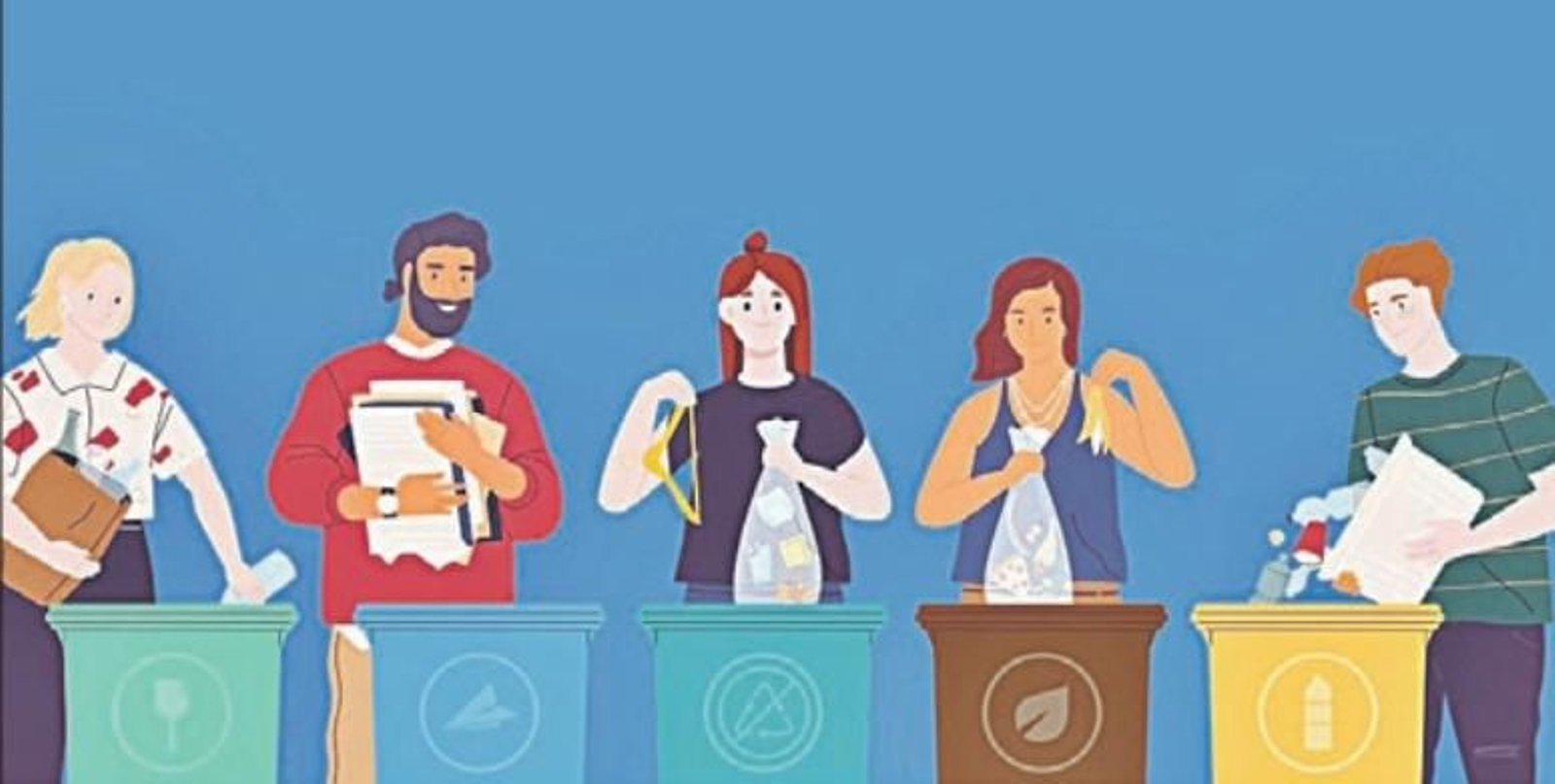 Diferentes contenedores en los que depositar los residuos.