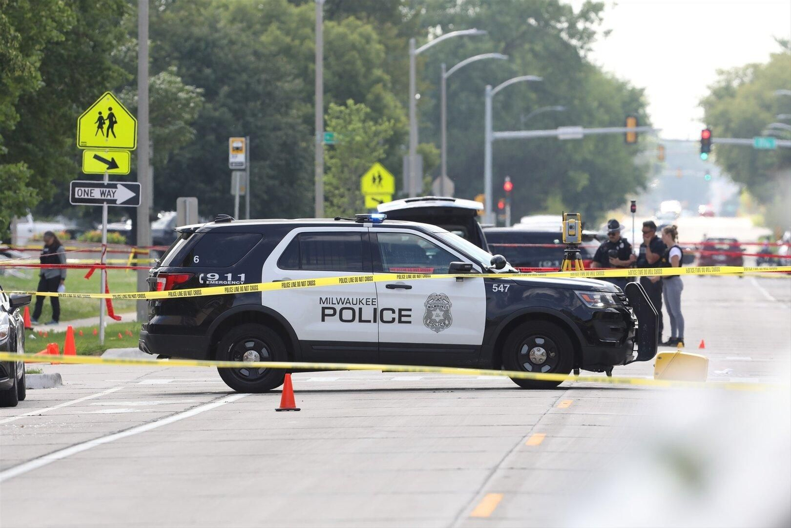 Inmediaciones de la zona donde se ha producido un tiroteo este lunes en Wisconsin, EEUU (EP).