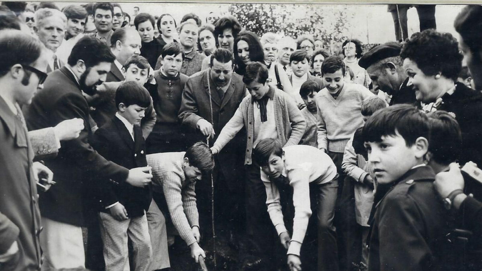 Escolares plantando carballos en el Pazo de Trasalba.