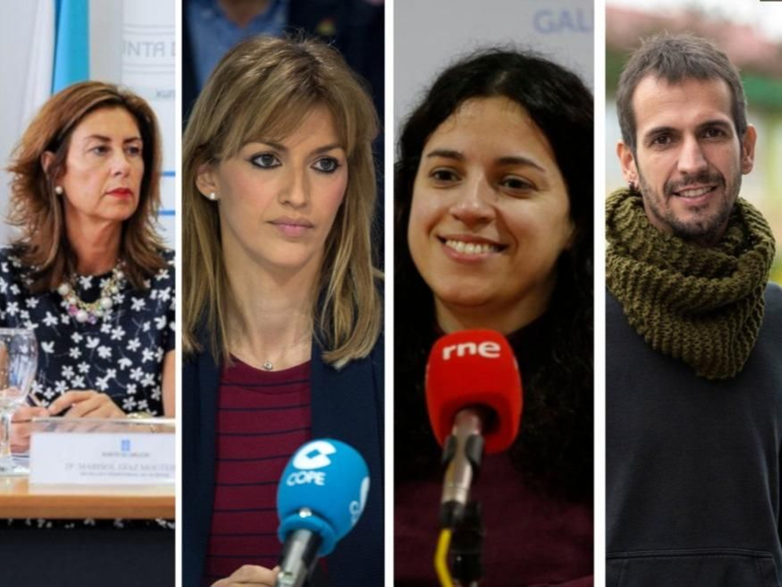 De izquierda a derecha, Marisol Díaz Mouteira (PP), Marina Ortega (PSdeG), Noa Presas (BNG) y David Buzos (Galicia en Común)