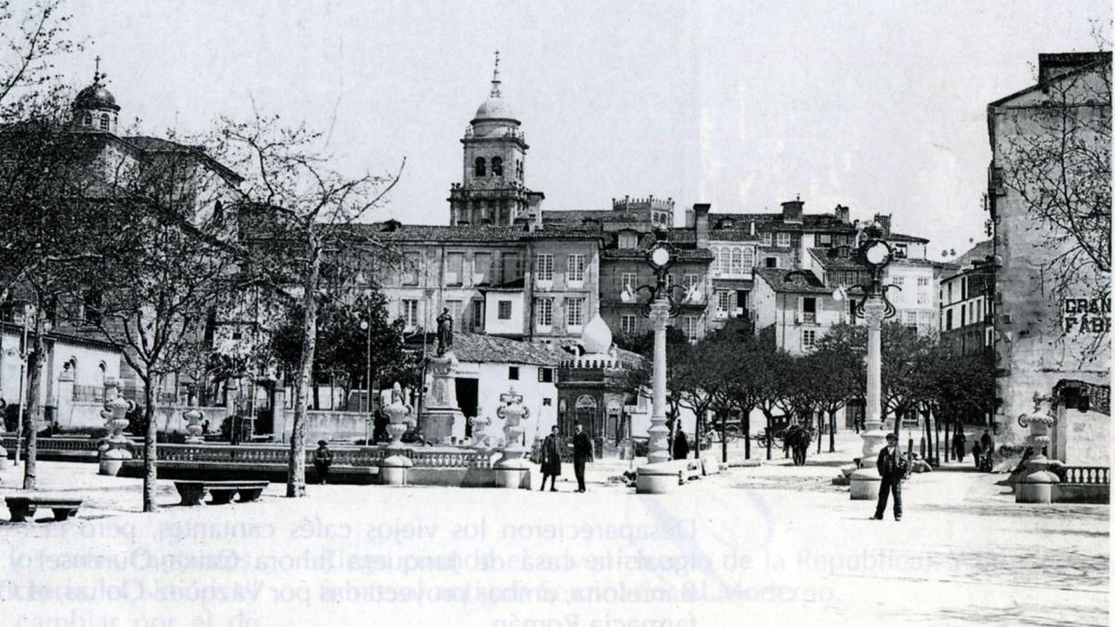 Imaxe da antiga Horta do Concello e da rúa Pereira, onde tivo lugar o tumulto e o homicidio do doutor Arturo de la Torre.