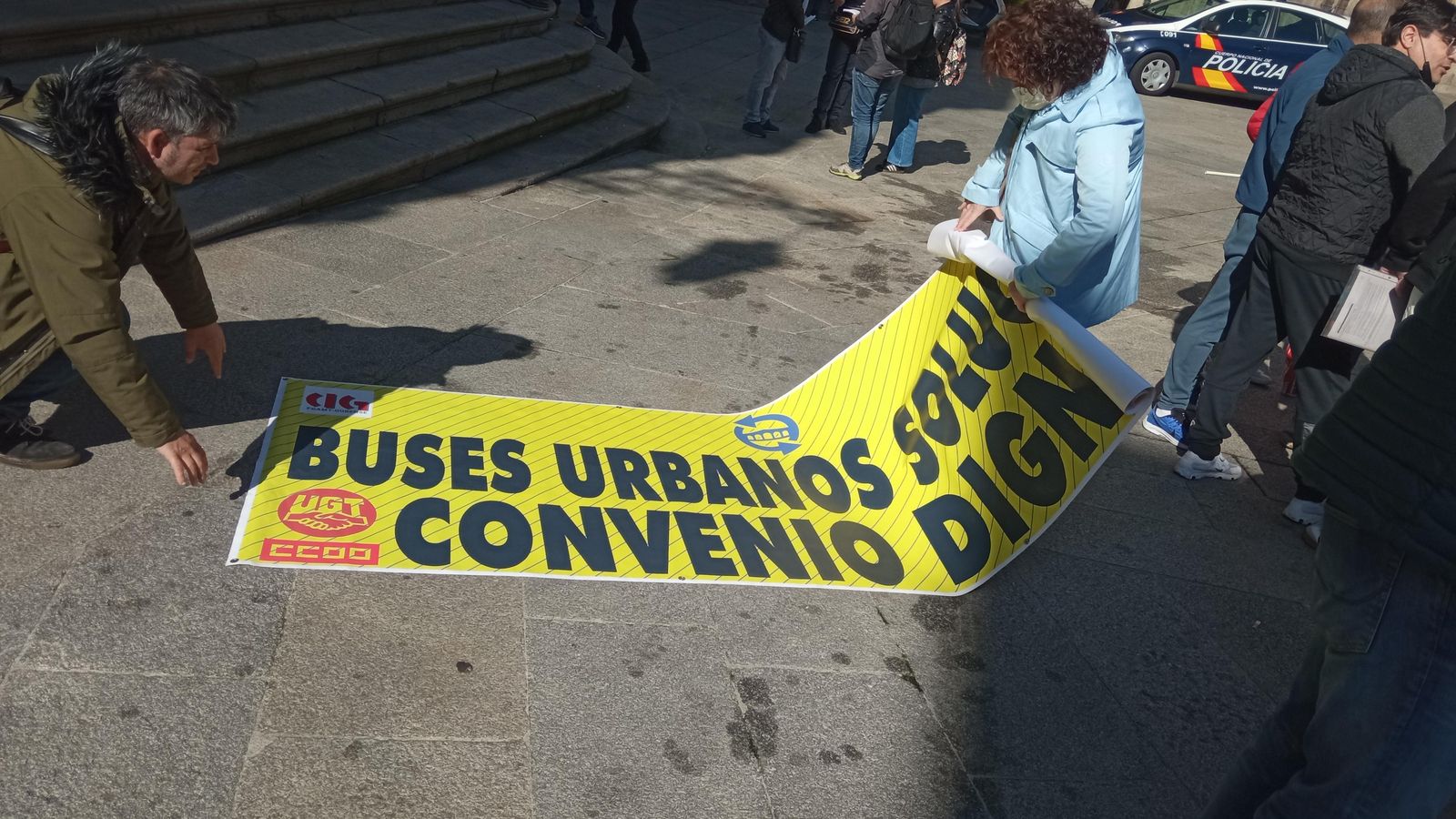 Carteles de la huelga del transporte (JORGE PEREIRA).