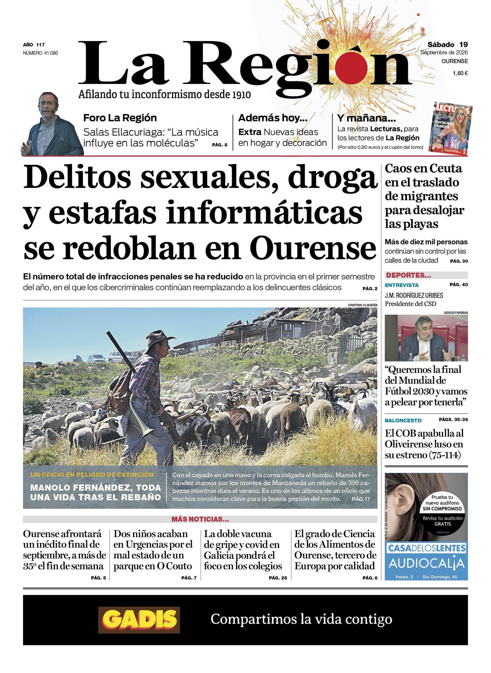 Los titulares de La Región de este sábado, 19 de septiembre