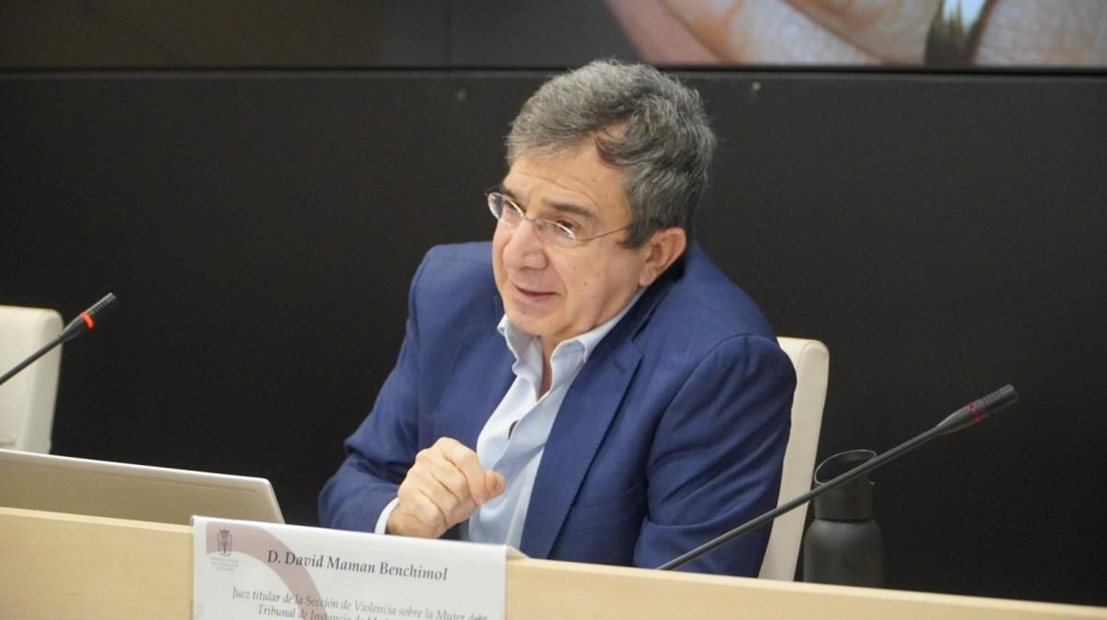 El juez David Maman Benchimol, durante una jornada formativa en el Colegio de Abogados de Madrid, el 18 de febrero.