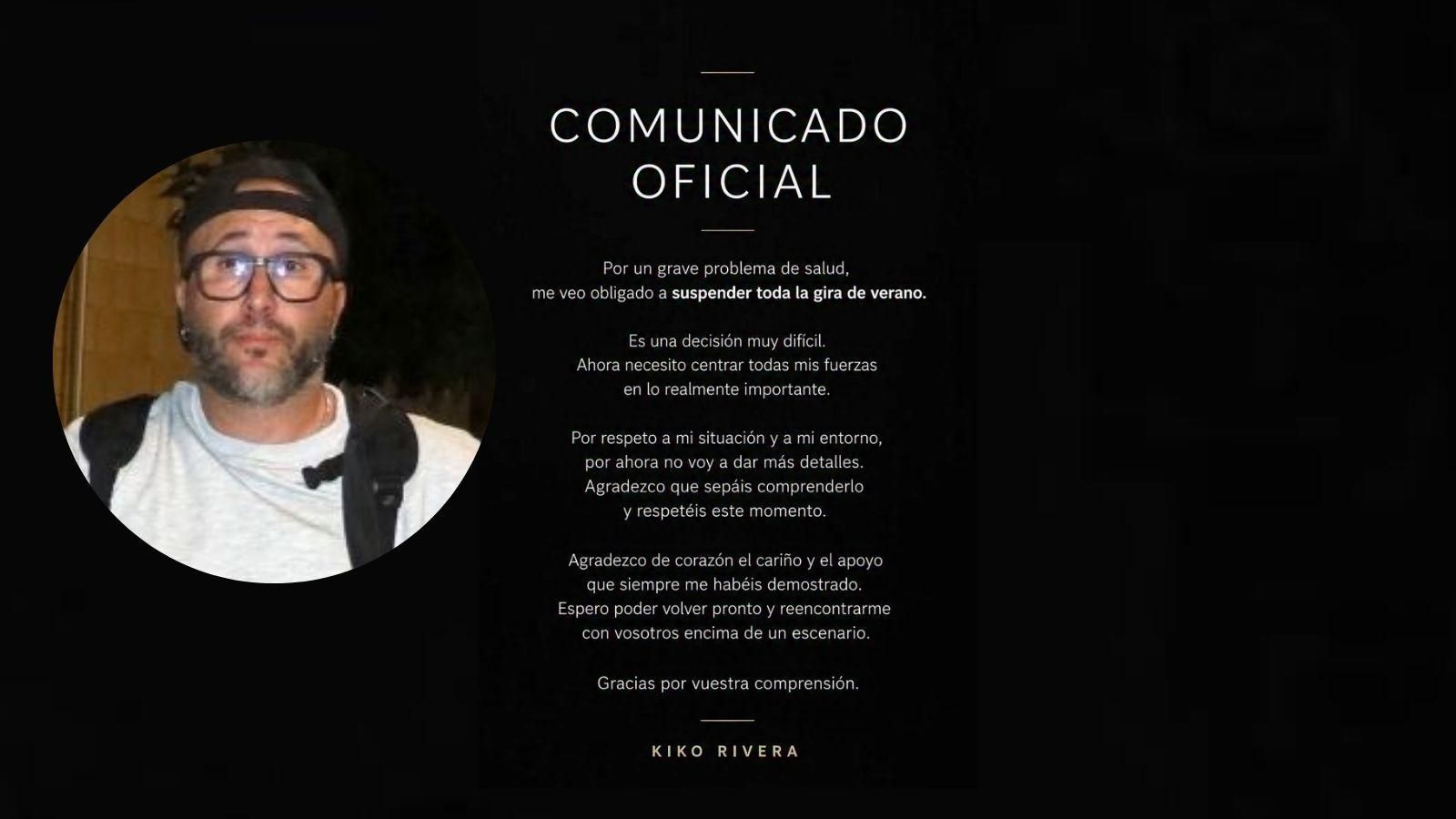 Kiko Rivera cancela su gira a dos días de actuar en Amoeiro por un grave problema de salud