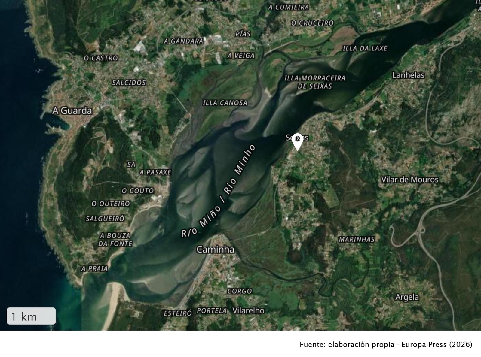 Mapa de la zona donde desapareció el joven.