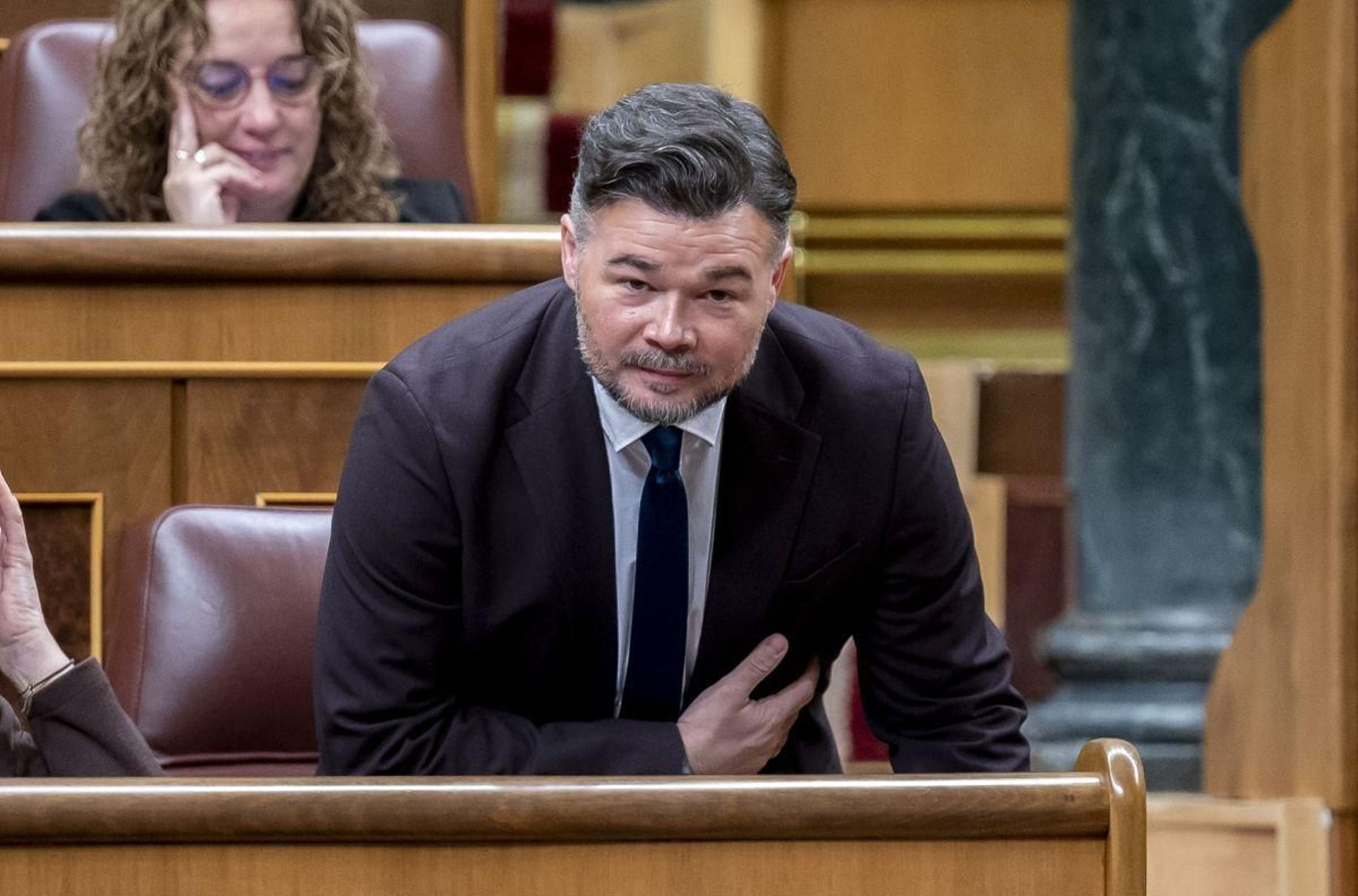 El portavoz de ERC en el Congreso, Gabriel Rufián, durante una sesión plenaria en el Congreso de los Diputados.