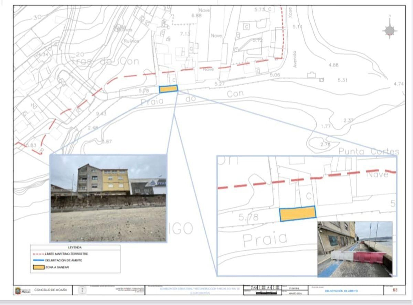 Plano de la zona del paseo donde se prevé ejecutar el proyecto.