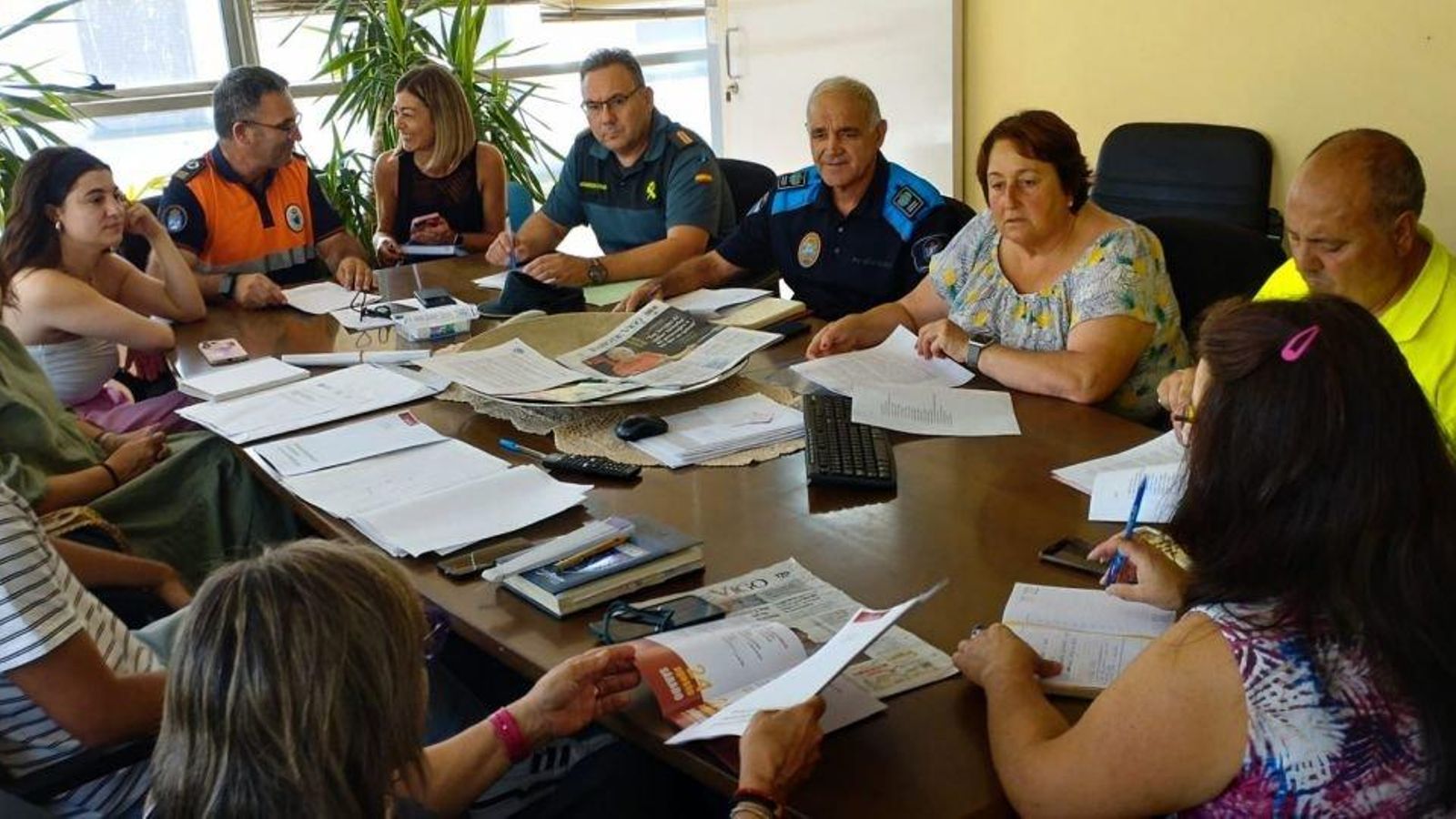 Reunión de seguridad para las Fiestas del Cristo celebrada ayer en el Concello de Cangas.